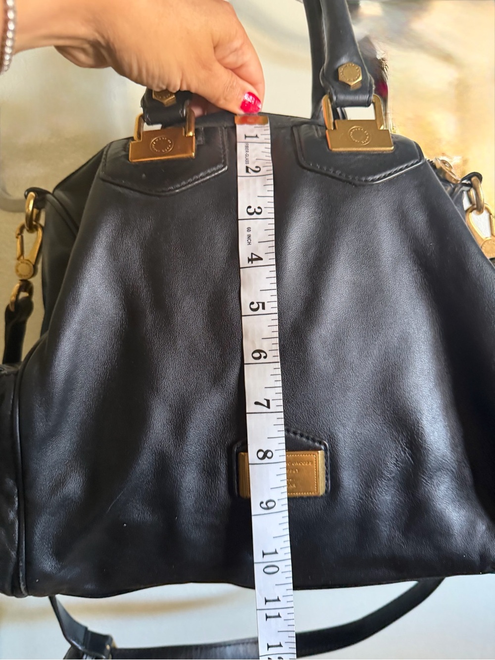 Marc Jacobs Black Leather Satchel Crossbody Bag – Gold Hardware - Picture 7 of 7